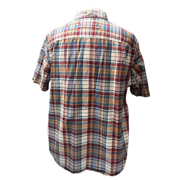 Duluth Trading Untucked Short Sleeve Blue and Red Check Relaxed Fit Shirt XL - Picture 4 of 9
